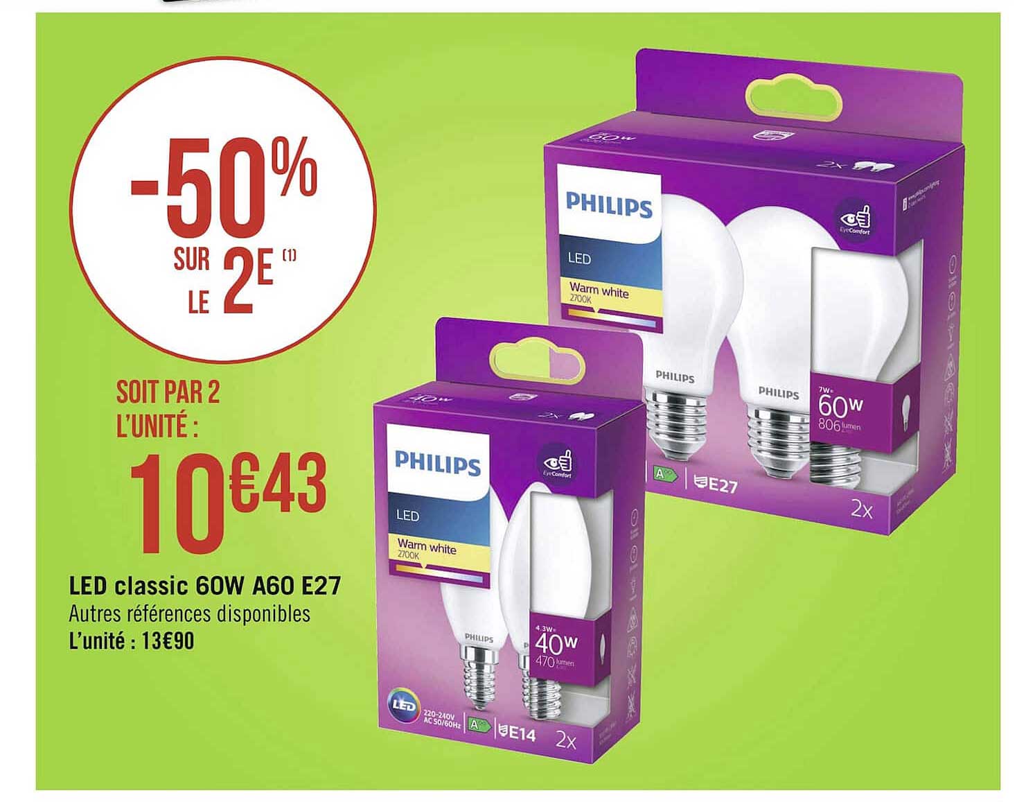 led classic 60w a60 e27 philips