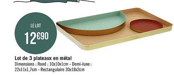Lot De 3 Plateaux En Métal