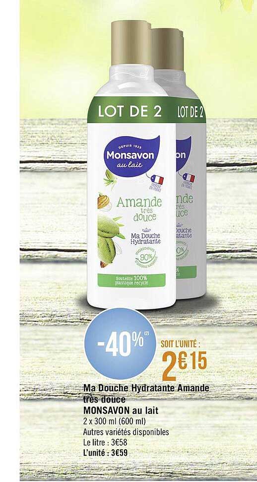 ma douche hydratante amande très douce monsavon au lait