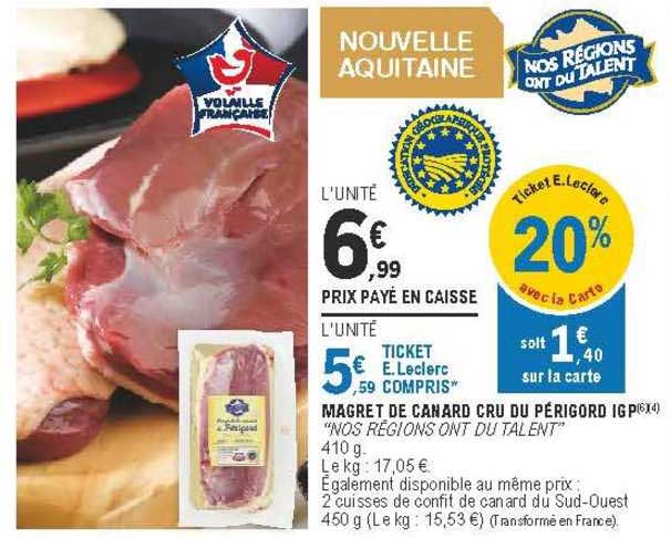 magret de canard cru du périgord igp "nos régions ont du talent"