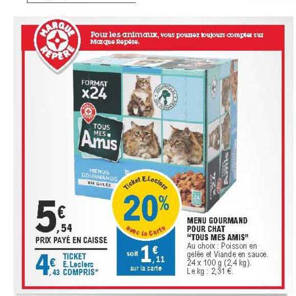 menu gourmand pour chat "tous mes amis"