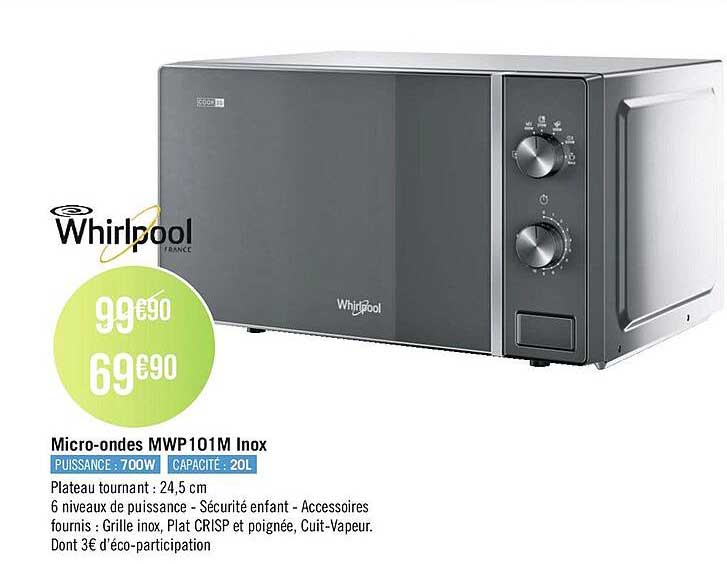 micro-ondes mwp 101m inox whirlpool