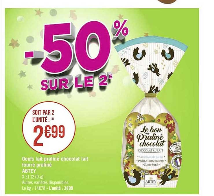 oeufs lait praliné chocolat lait fourré praliné abtey