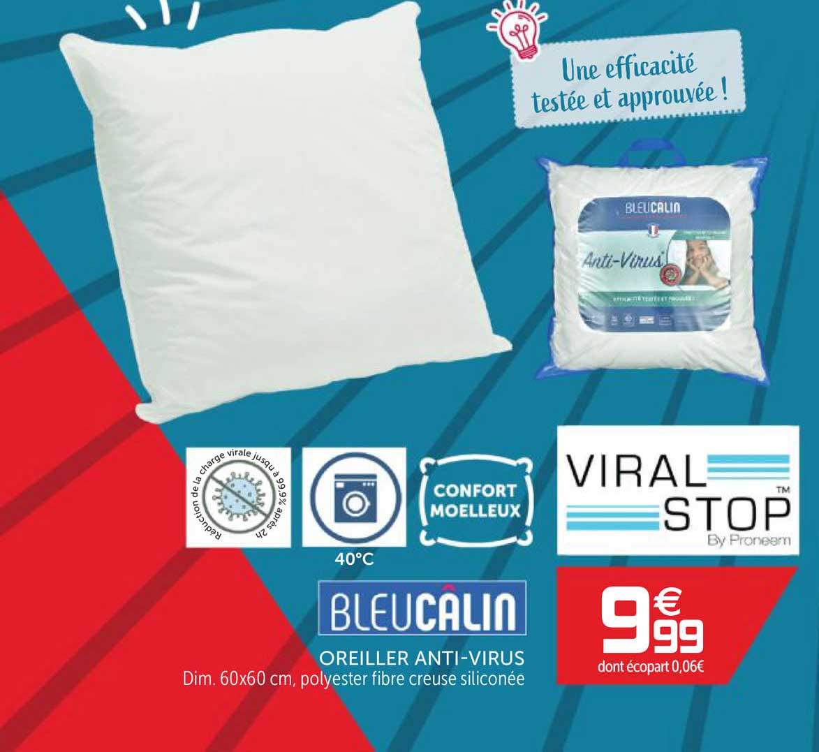 oreiller anti-virus bleucalin