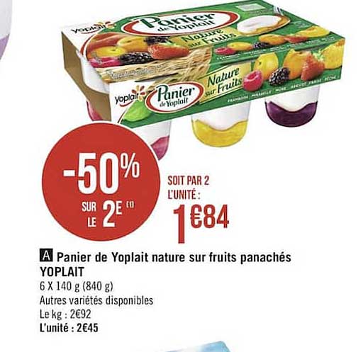 Panier De Yoplait Nature Sur Fruits Panachés Yoplait
