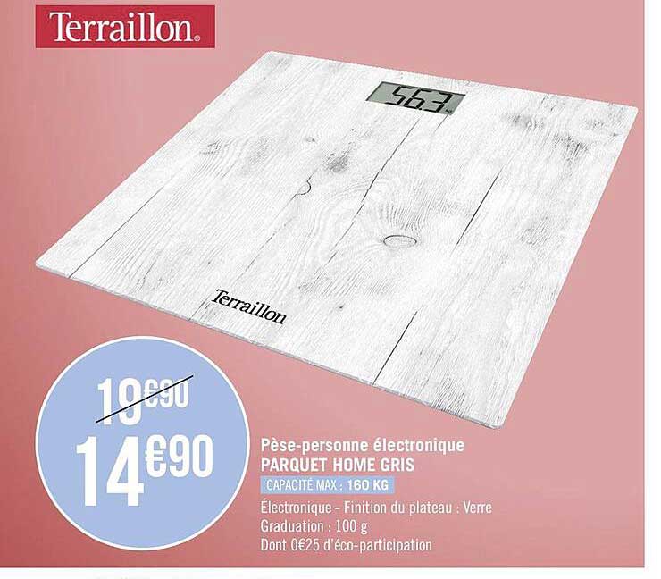 pèse-personne électronique parquet home gris