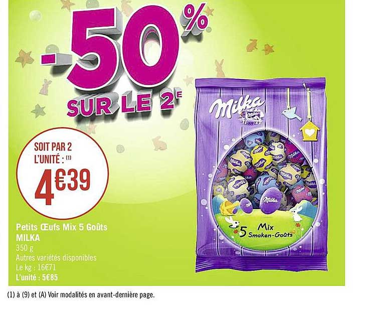 petits oeufs mix 5 goûts milka