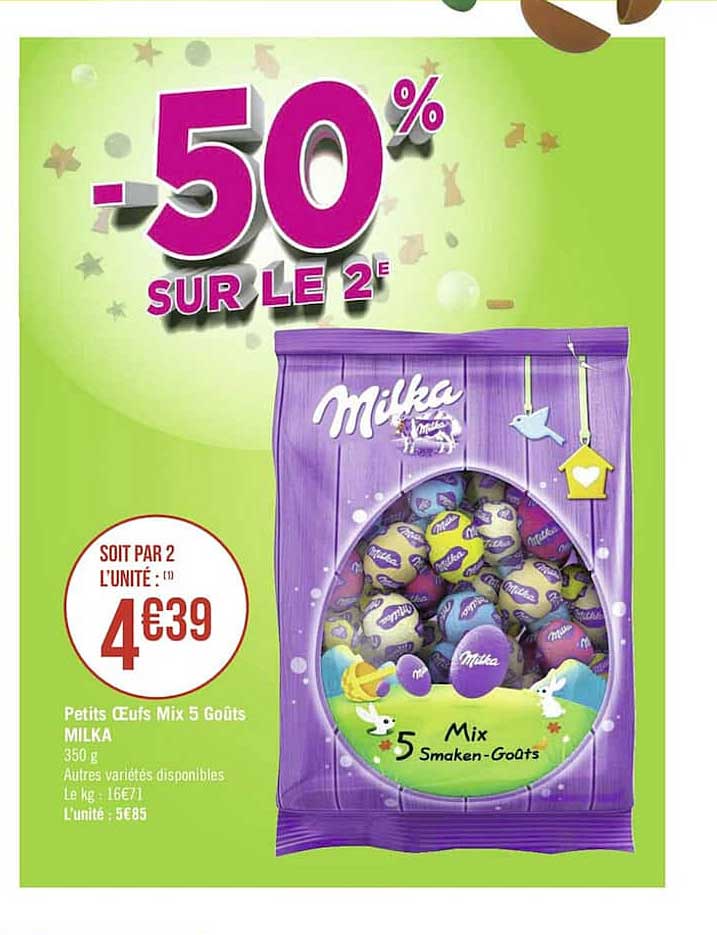 petits oeufs mix 5 goûts milka
