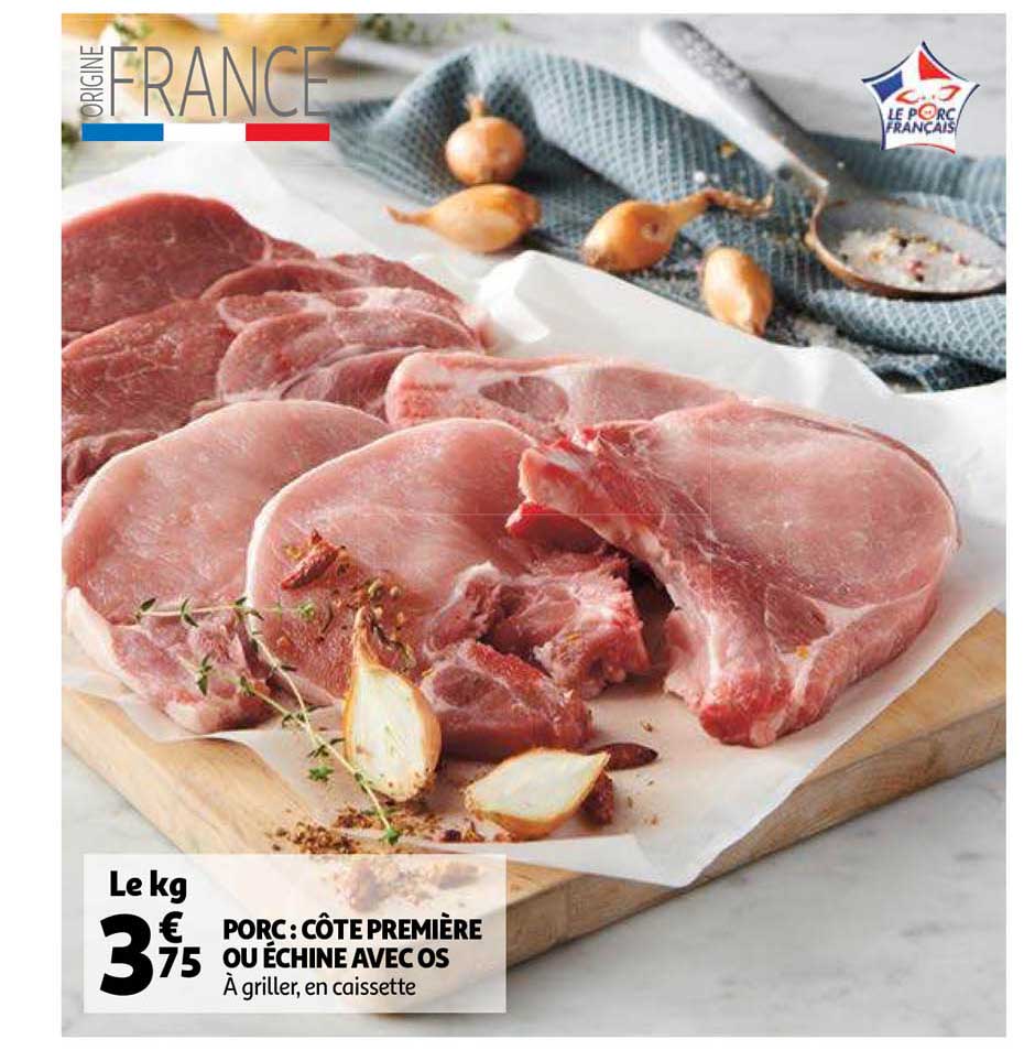 Porc : Côte Première Ou échine Avec Os