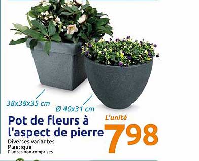 pot de fleurs à l'aspect de pierre