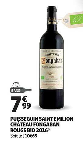 puisseguin saint émilion château fongaban rouge bio 2016