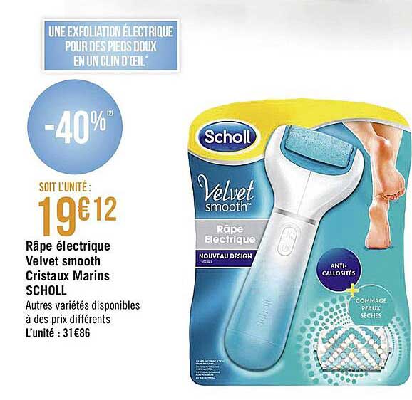 râpe électrique velvet smooth cristaux marins scholl