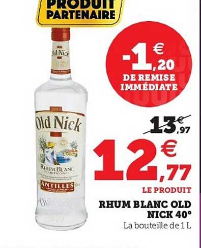rhum blanc old nick 40°