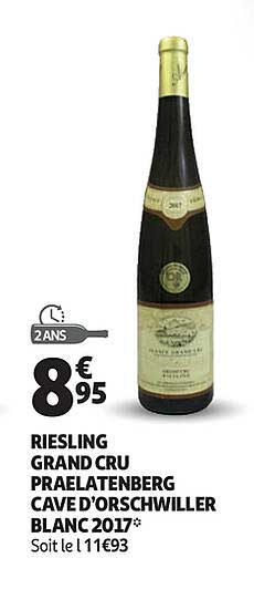 Riesling Grand Cru Praelatenberg Cave D'orschwiller Blanc 2017