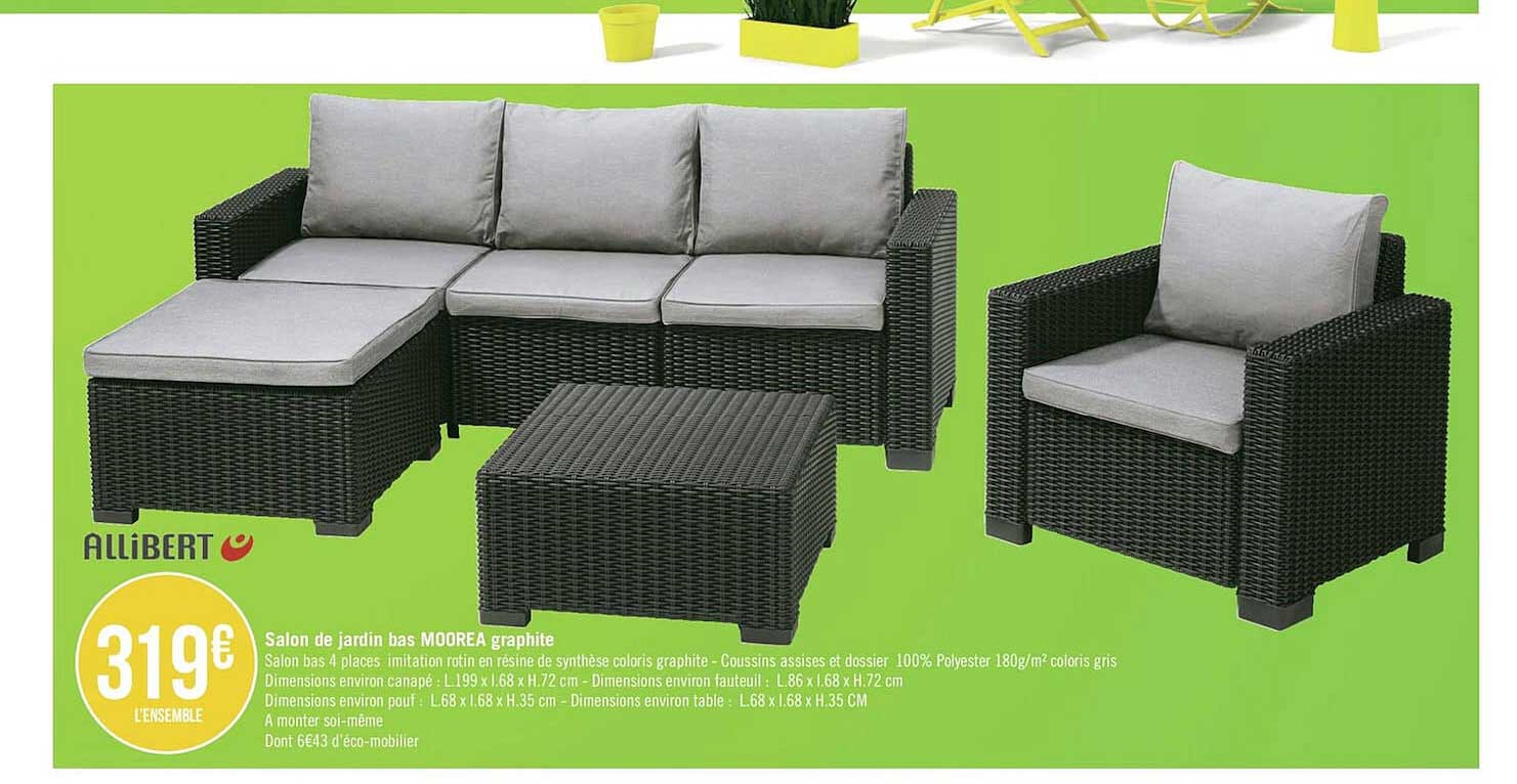 salon de jardin bas moorea graphite