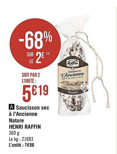 saucisson sec à l'ancienne nature henri raffin