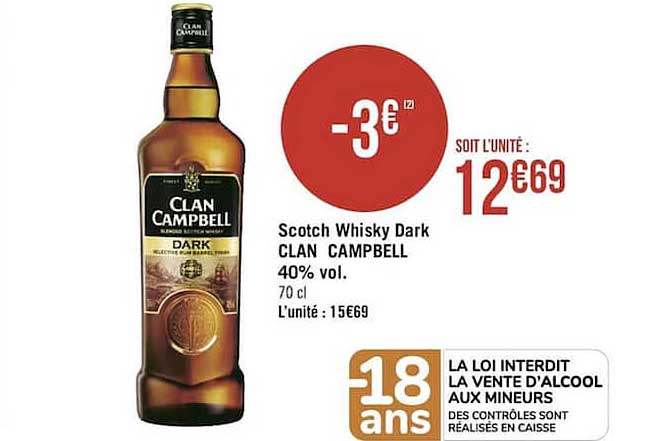 scotch whisky dark clan campbell 40% vol.