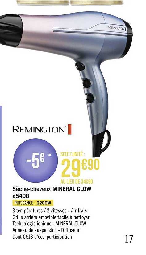 sèche-cheveux mineral glow remington