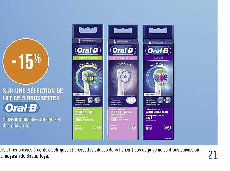 sélection de lot de 3 brossettes oral-b
