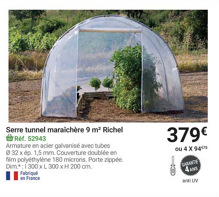 serre tunnel maraîchère 9m2 richel