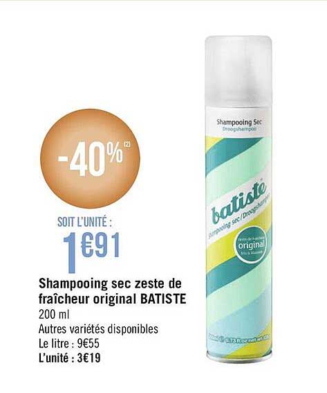 shampooing sec zeste de fraîcheur original batiste
