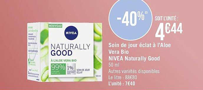 soin de jour éclat à l'aloe vera bio nivea naturally good