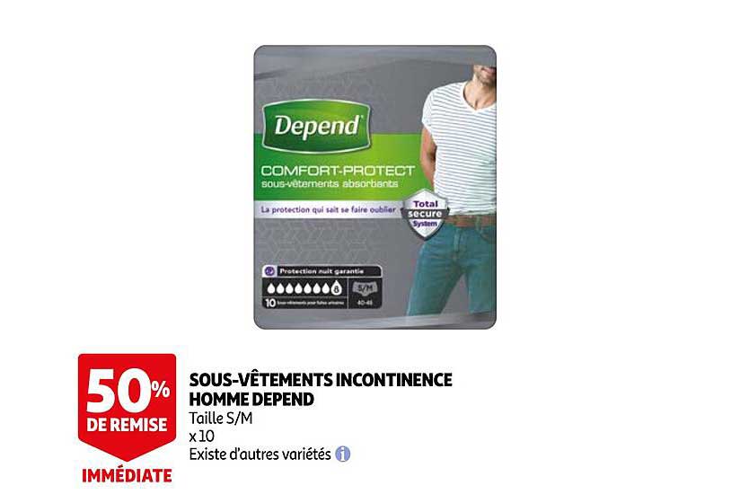 sous-vêtements incontinence homme depend