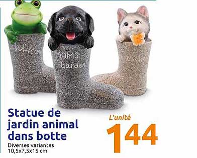 statue de jardin animal dans botte