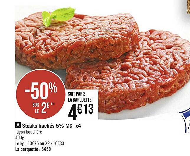 steaks hachés 5% mg x4 façon bouchère