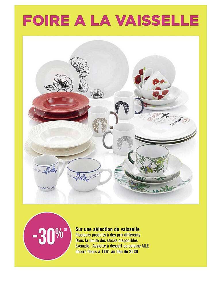sur une sélection de vaisselle