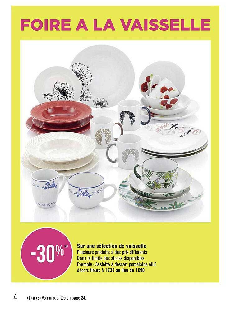 sur une sélection de vaisselle