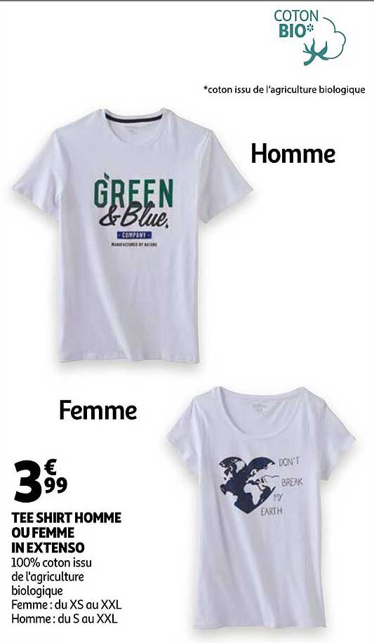 tee shirt homme ou femme in extenso