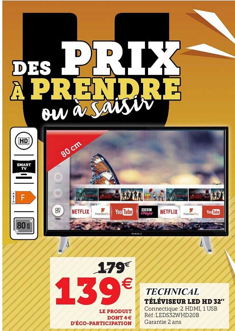 Téléviseur Led Hd 32" Technical