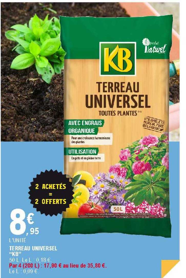Terreau Universel Kb 2 Achetés = 2 Offerts