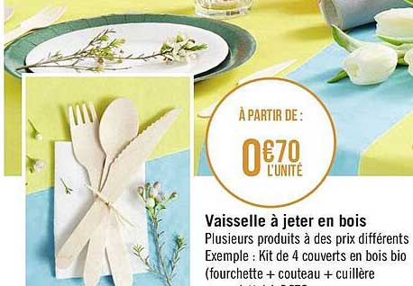 vaisselle à jeter en bois