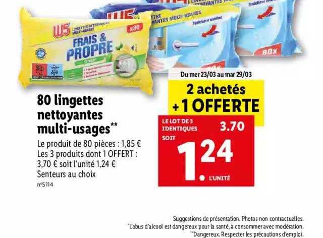 80 lingettes nettoyantes multi-usages w5