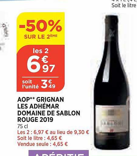 aop grignan les adhémar domaine de sablon rouge 2019