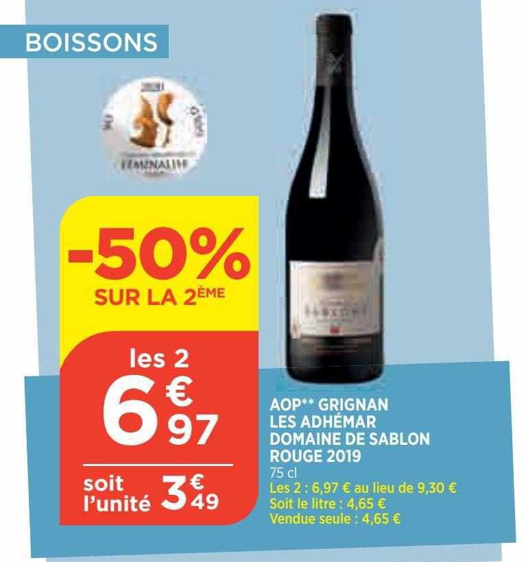 aop grignan les adhémar domaine de sablon rouge 2019