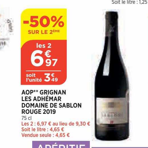 aop grignan les adhémar domaine de sablon rouge 2019