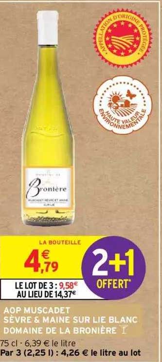 Aop Muscadet Sèvre & Maine Sur Lie Blanc Domaine De La Bronière
