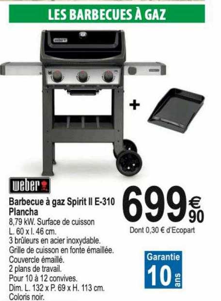 Barbecue à Gaz Spirit II E-310 Plancha Weber