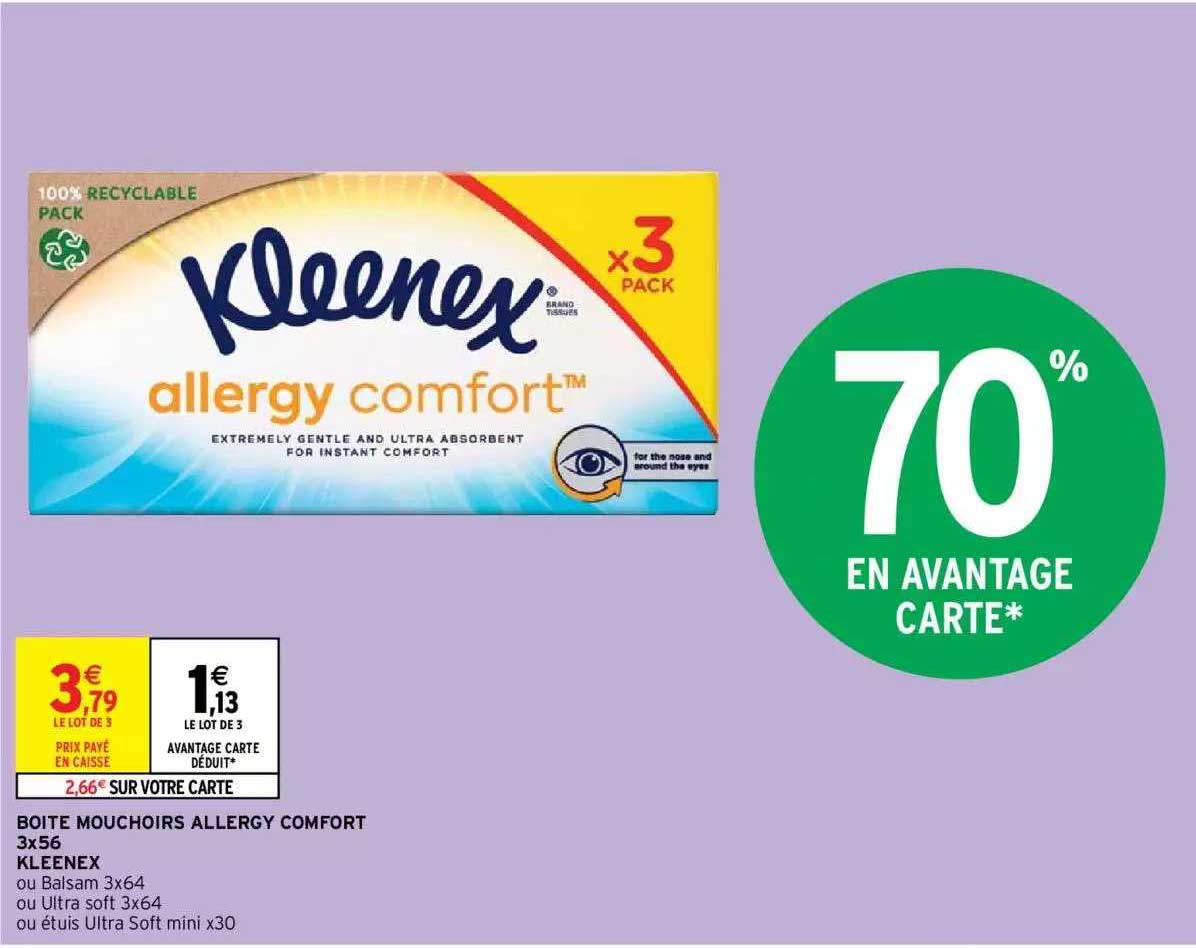 boîte mouchoirs à allergy comfort kleenex