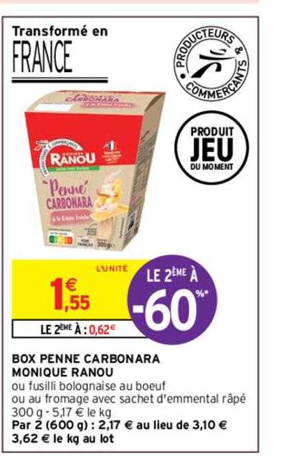 Box Penne Carbonara Monique Ranou