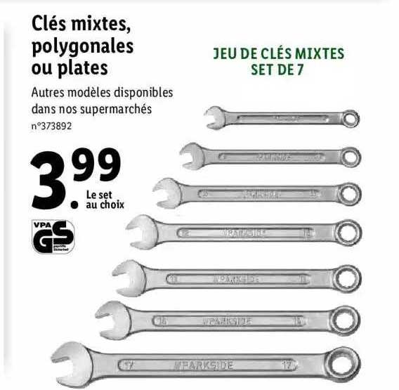 clés mixtes, polygonales ou plates