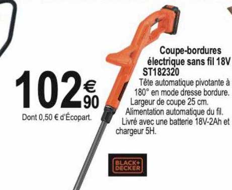 Coupe-bordures électrique Sans Fil 18v St182320 Black+decker