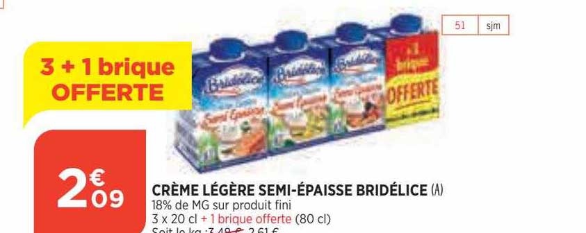 crème légère semi-épaisse bridélice