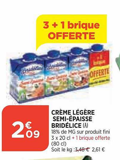 crème légère semi-épaisse bridélice