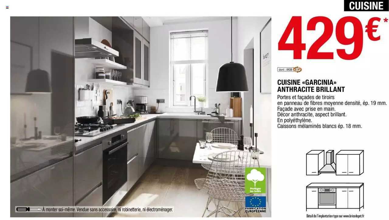 cuisine "garcinia" anthracite brillant