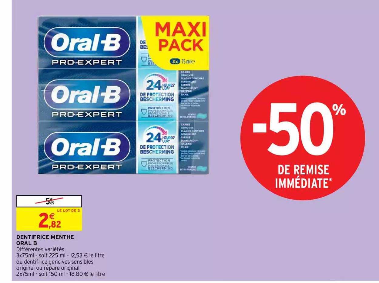 dentifrice menthe oral b