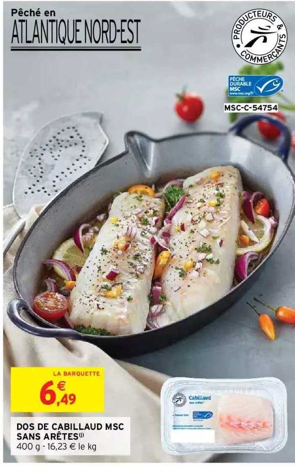 dos de cabillaud msc sans arêtes